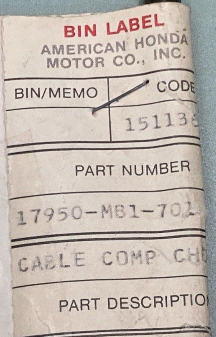 NEW GENUINE HONDA 17950-MB1-701 CABLE CHOKE