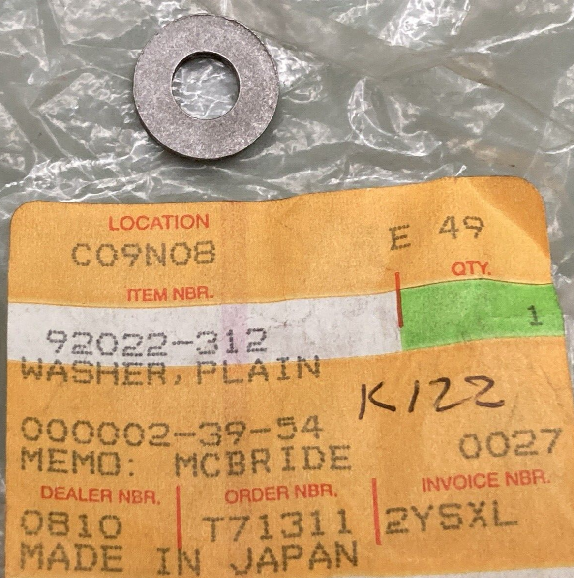 NEW REPLACES KAWASAKI 92022-312 WASHER PLAIN