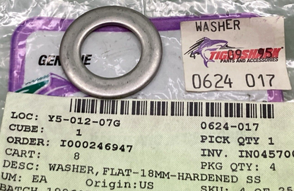 NEW GENUINE TIGERSHARK 0624-017 WASHER FLAT 18MM HARDENED SS