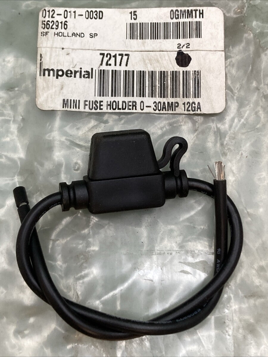 NEW GENUINE IMPERIAL 72177 Mini Fuse Holder 0-30A, 12 Gauge, Black