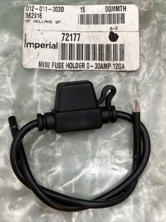 NEW GENUINE IMPERIAL 72177 Mini Fuse Holder 0-30A, 12 Gauge, Black