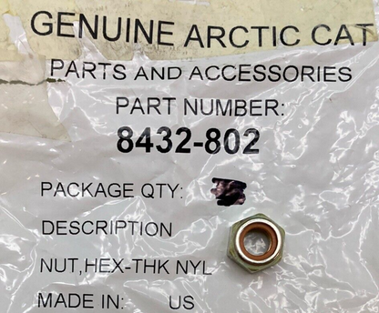 QTY 2 NEW GENUINE ARCTIC CAT 8432-802 Nut, Hex