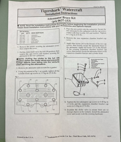 NEW GENUINE ARCTIC CAT 0637-153 UPDATE KIT, BRACE-97 MC770
