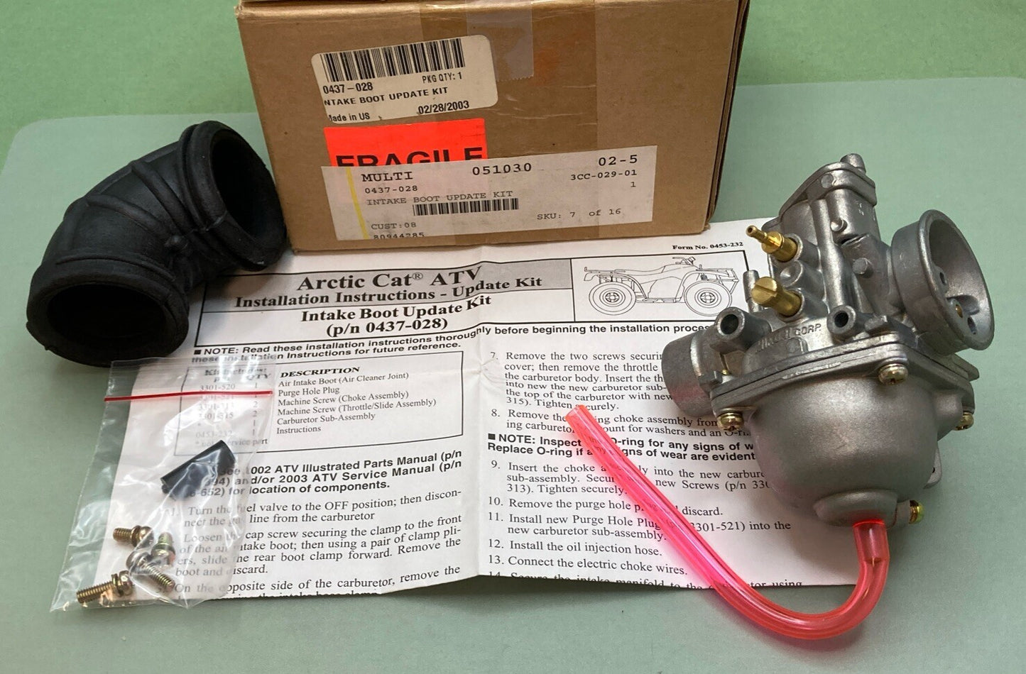 NEW GENUINE ARCTIC CAT 0437-028 CARBURETOR INTAKE BOOT UPDATE KIT