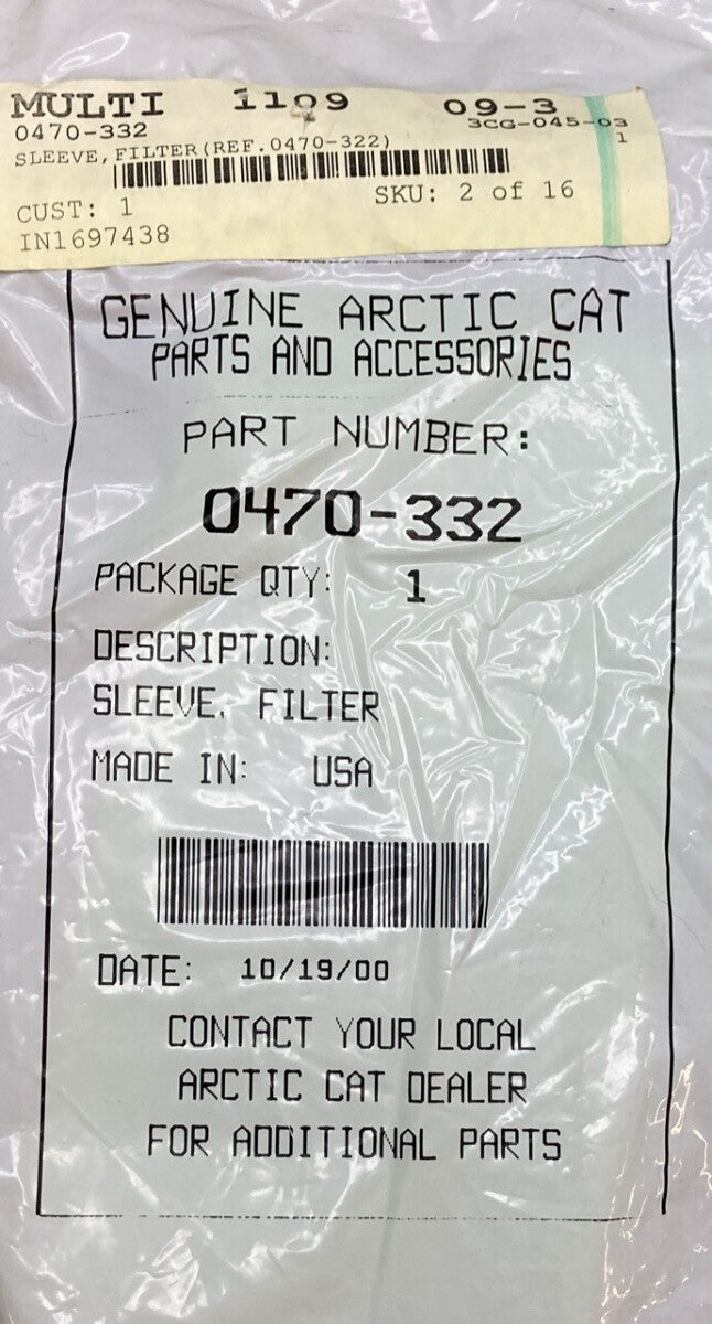 NEW GENUINE ARCTIC CAT 0470-332 Sleeve, Filter