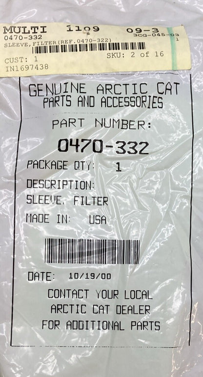 NEW GENUINE ARCTIC CAT 0470-332 Sleeve, Filter