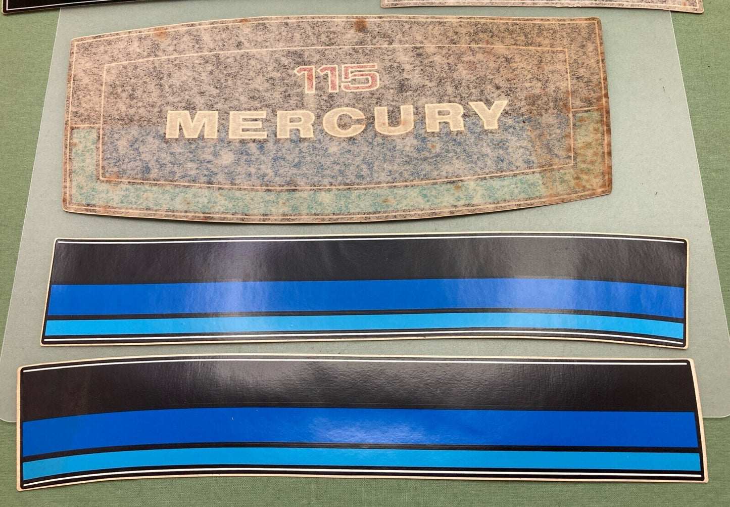 NEW GENUINE MERCURY 1980-1982 115HP OUTBOARD DECALS, INCOMPLETE KIT