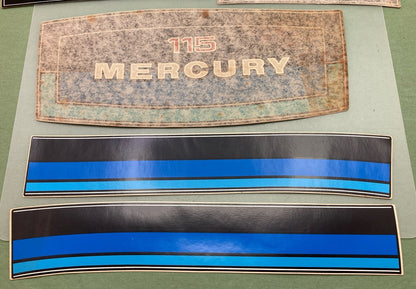 NEW GENUINE MERCURY 1980-1982 115HP OUTBOARD DECALS, INCOMPLETE KIT