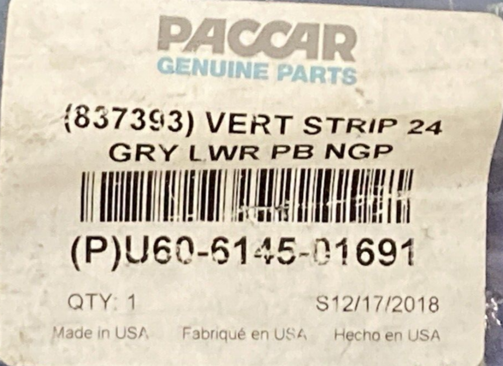 NEW GENUINE PACCAR U60-6145-01691 Trim Bezel Vertical Gray LOWER PETERBILT