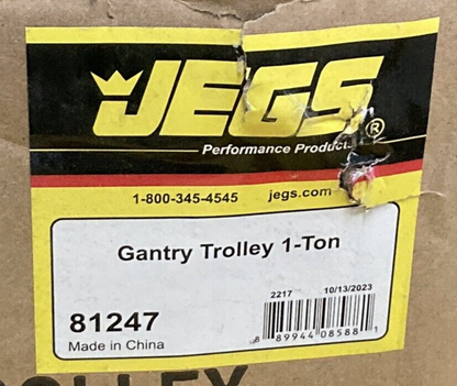 NEW JEGS 81247 Gantry Trolley 1-Ton BLACK
