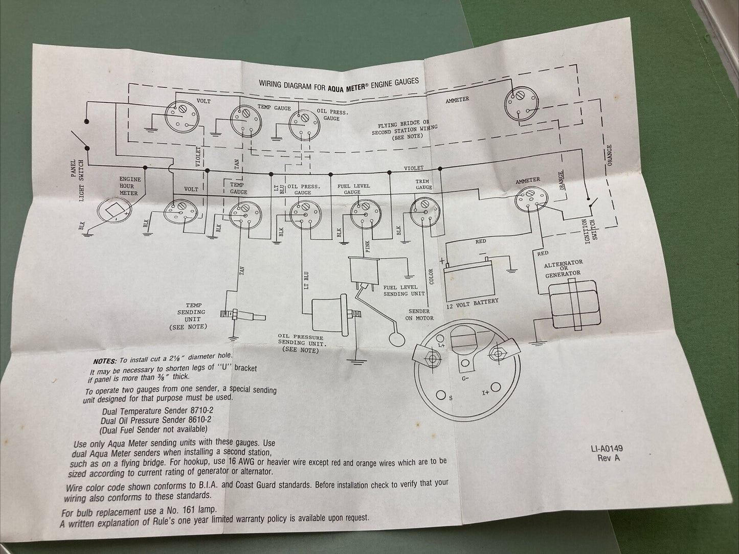 NEW AQUA METER A8510E ENGINE GAUGE