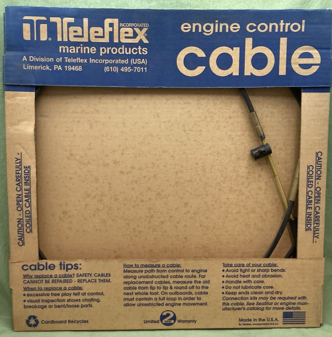 NEW TELEFLEX CC17909 MARINE CONTROL CABLE 9'