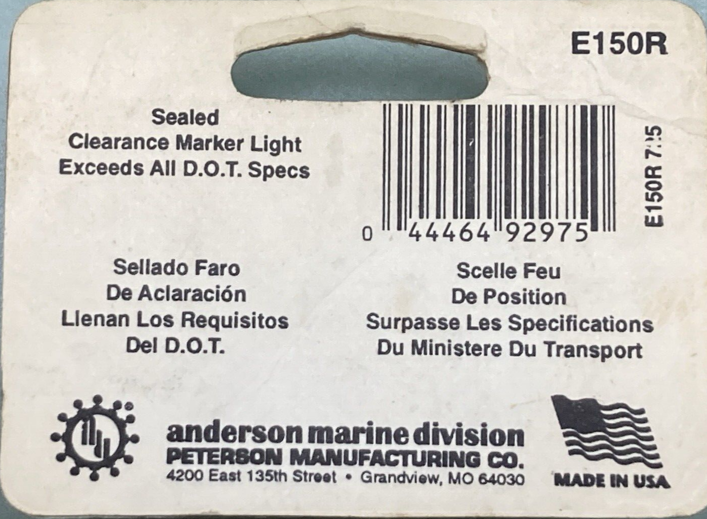 QTY2 NEW ANDERSON MARINE E150R WATERPROOF SIDE MARKER CLEARANCE LIGHT RED