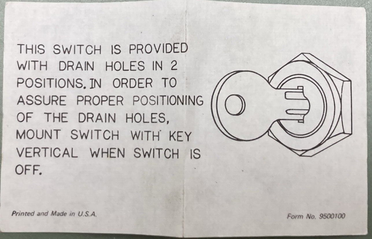 NEW GENUINE MARINEWORKS MP41030 IGNITION SWITCH "OFF-ON-START" W/ 2 KEYS