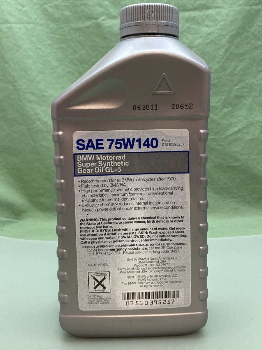 NEW GENUINE BMW 07510395257 MOTORRAD SUPER SYNTHETIC GEAR OIL GL-5 SAE 75W140
