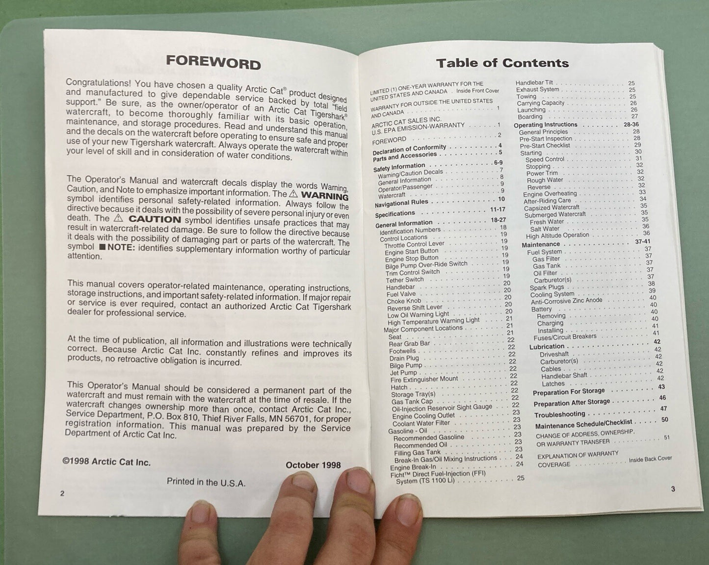 NEW GENUINE TIGERSHARK 2255-992 MANUAL, OPER-99 TIGERSHARK (ALL MODELS)