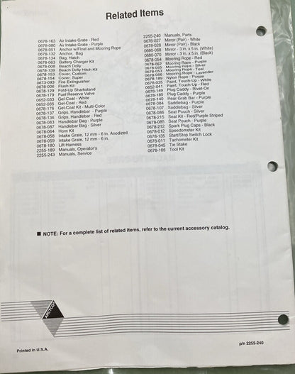 NEW GENUINE TIGERSHARK 2255-240 BOOK, PARTS-95 DAYTONA