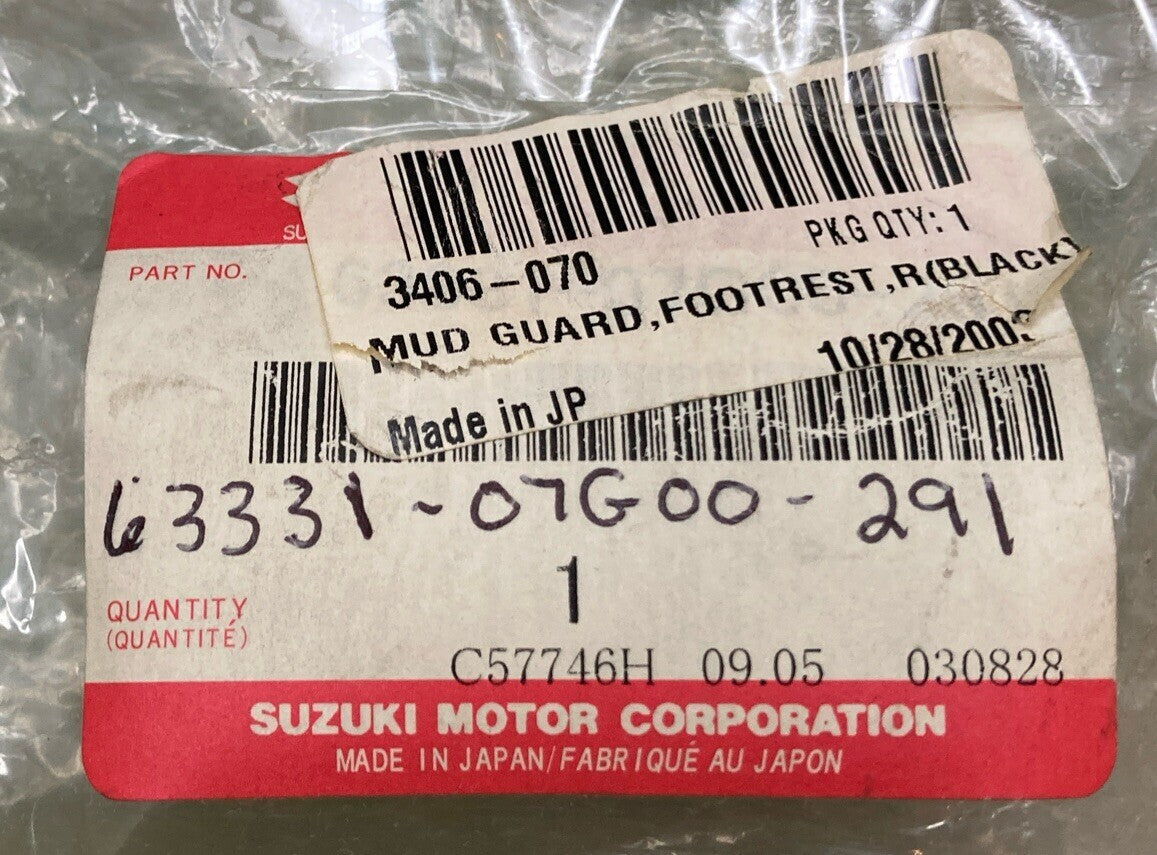 NEW GENUINE SUZUKI 63331-07G00-291 RH MUD GUARD, FOOTREST 63331-07G10-5PK