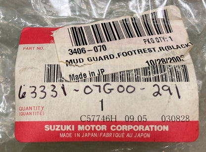 NEW GENUINE SUZUKI 63331-07G00-291 RH MUD GUARD, FOOTREST 63331-07G10-5PK