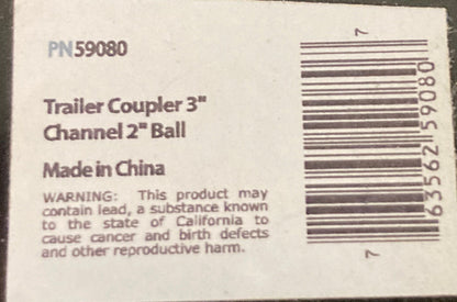 NEW MERICA 59080 TRAILER COUPLER CLASS II 3" CHANNEL 2" BALL 3500#