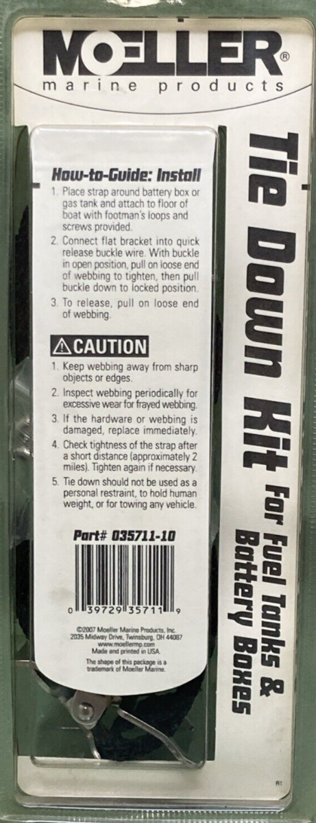 NEW GENUINE MOELLER MARINE 035711-10 TIE DOWN KIT FUEL TANK BATTERY BOX