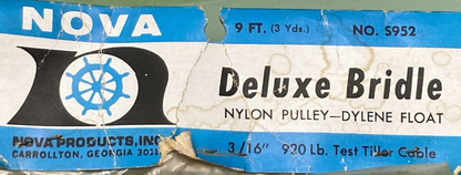NEW NOVA PRODUCTS S952 DELUXE BRIDLE NYLON PULLEY DYLENE FLOAT 9' X 3/16" 920#
