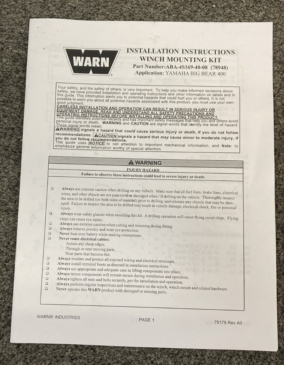 NEW GENUINE YAMAHA ABA-4S169-40-08 MTG KIT WN YAM BB 400