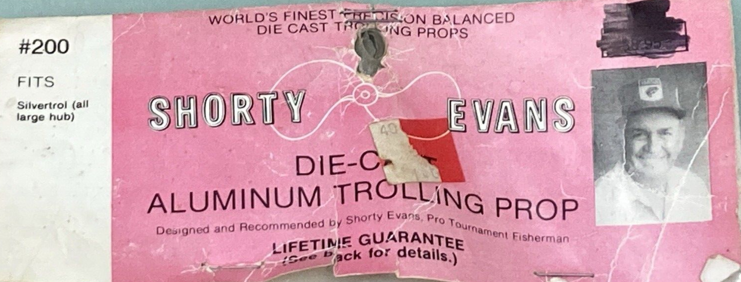 NEW GENUINE SHORTY EVANS 200 Die Cast Aluminum Propeller SilverTrol Large Hub