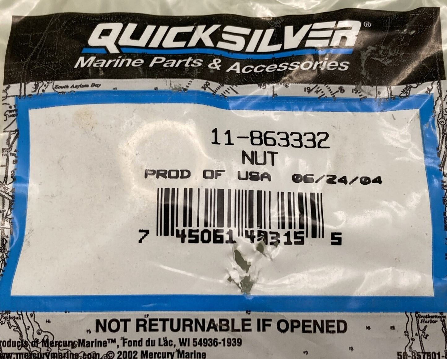 NEW GENUINE MERCURY QUICKSILVER 11-863332 NUT REAR ENGINE MOUNT
