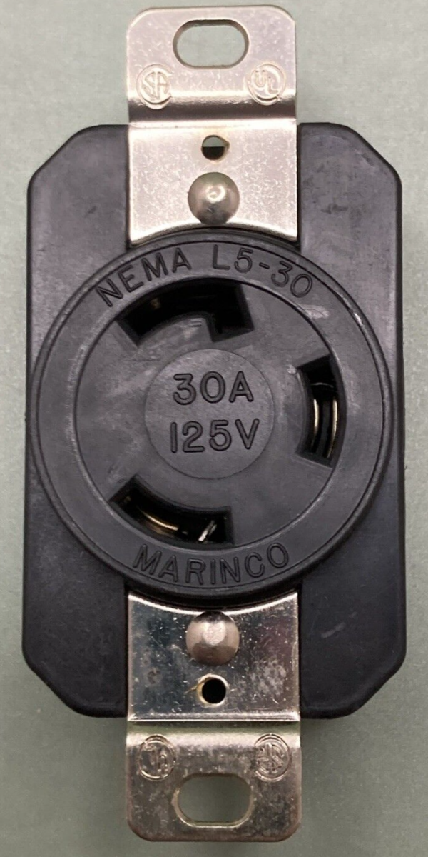 NEW SOUTHERN CHOICE MARINCO 305CRRB T/M RECEPTACLE 30A/125V 3 WIRE BLACK LOCKING
