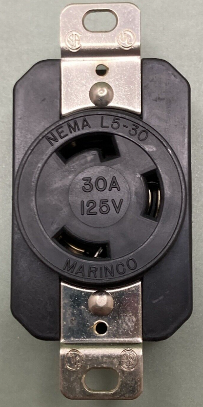 NEW SOUTHERN CHOICE MARINCO 305CRRB T/M RECEPTACLE 30A/125V 3 WIRE BLACK LOCKING