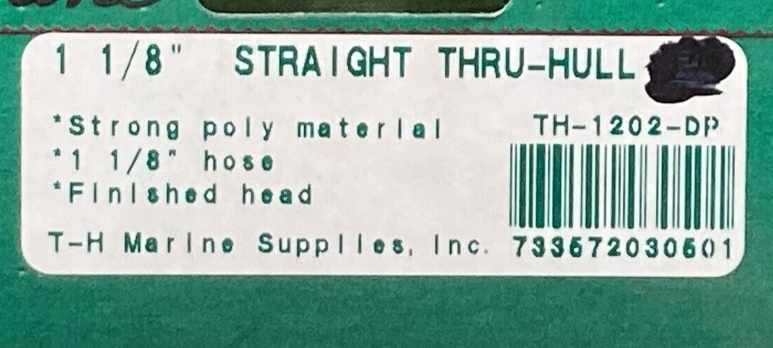 NEW GENUINE T-H MARINE TH-1202-DP STRAIGHT THRU-HULL 1-1/8" FINISHED HEAD