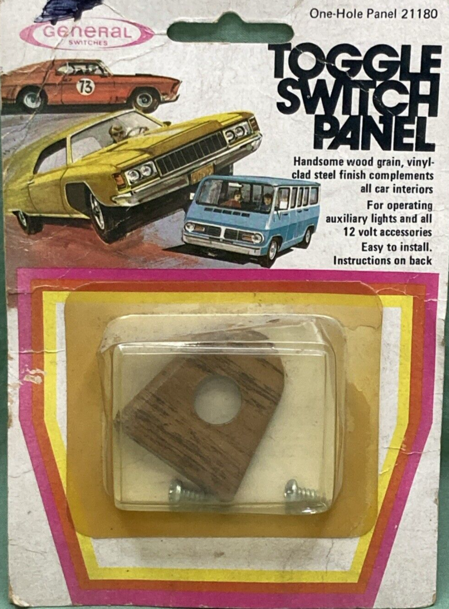 NEW GENERAL SWITCHES 21180 TOGGLE SWITCH PANEL 1-HOLE WOOD GRAIN STEEL
