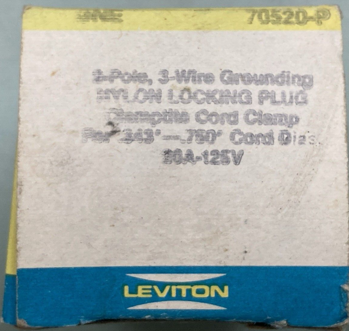 NEW GENUINE LEVITON 70520-P PLUG NYLON LOCKING 2-POLE 3-WIRE 20A 125V