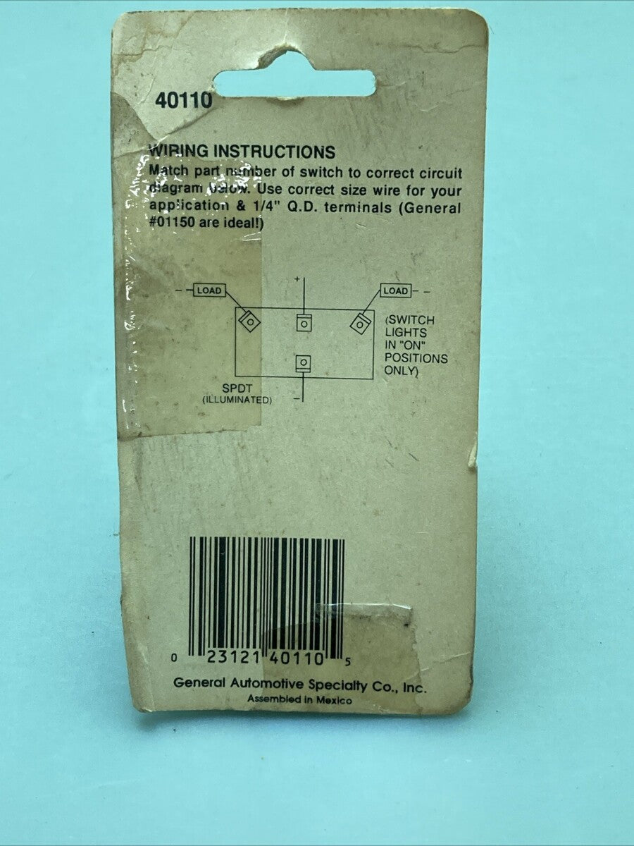 NEW GENERAL RK40110 ROCKER SWITCH, RED ILLUMINATED, THREE POSITION ON-OFF-ON 12V