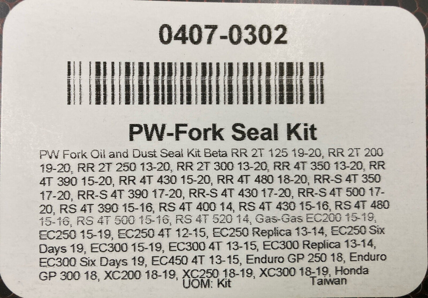 NEW PIVOT WORKS 0407-0302 FORK SEAL KIT PWFSK-Z012