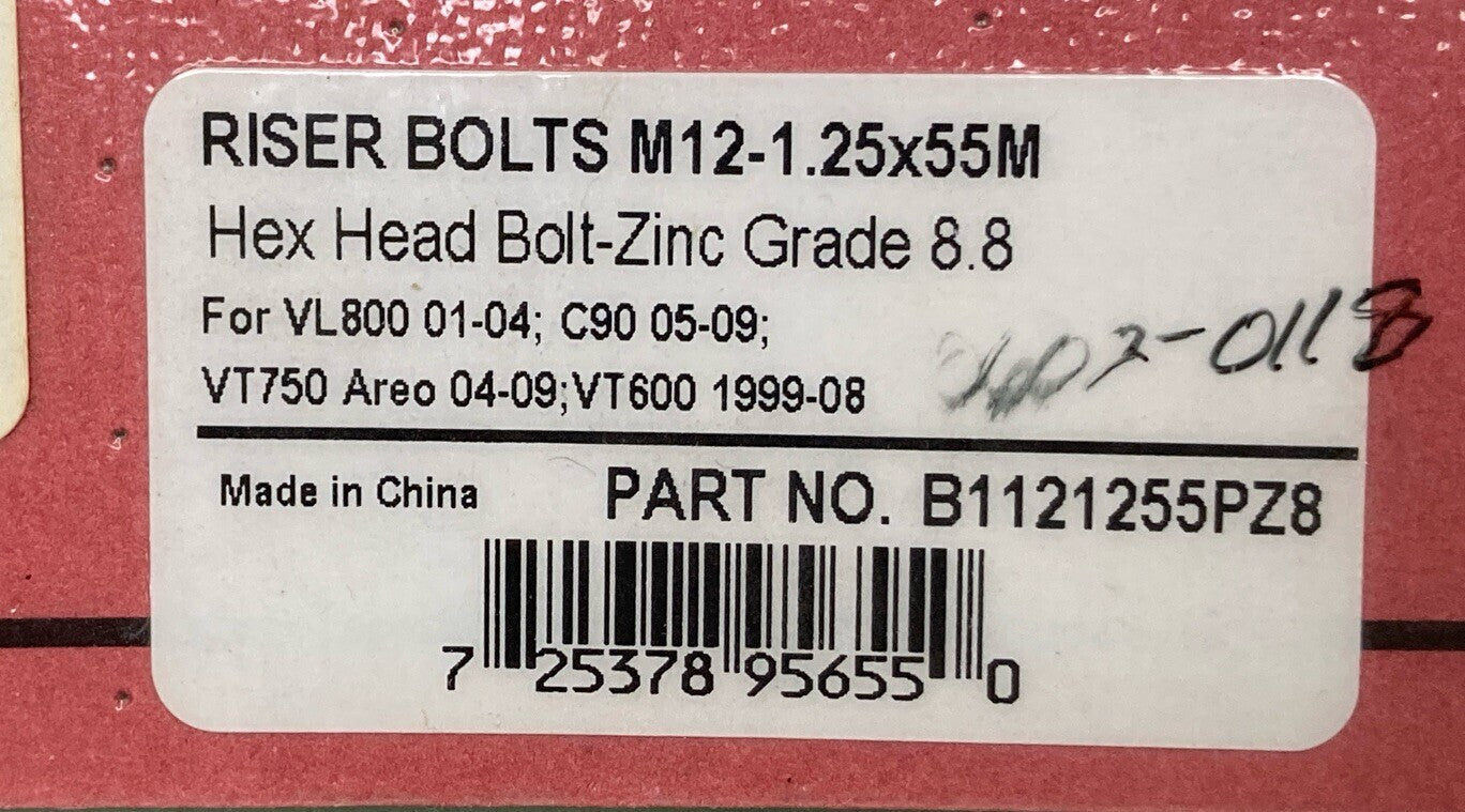 NEW SHOW CHROME B1121255PZ8 BOLT SET, RISER BOLTS M12-1.25X55M