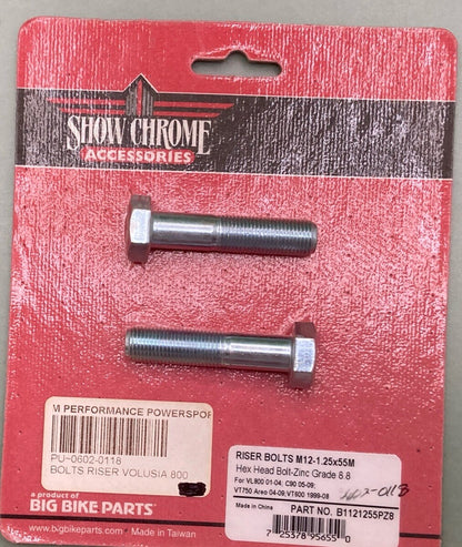 NEW SHOW CHROME B1121255PZ8 BOLT SET, RISER BOLTS M12-1.25X55M