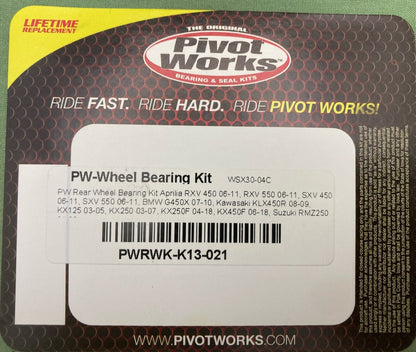 NEW PIVOT WORKS PWRWK-K13-021 REAR WHEEL BEARING KIT