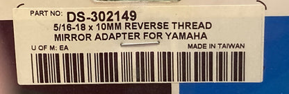 NEW DRAG SPECIALTIES DS-302149 Mirror Adapter Reverse Thread 5/16"-18 x 10MM YAM