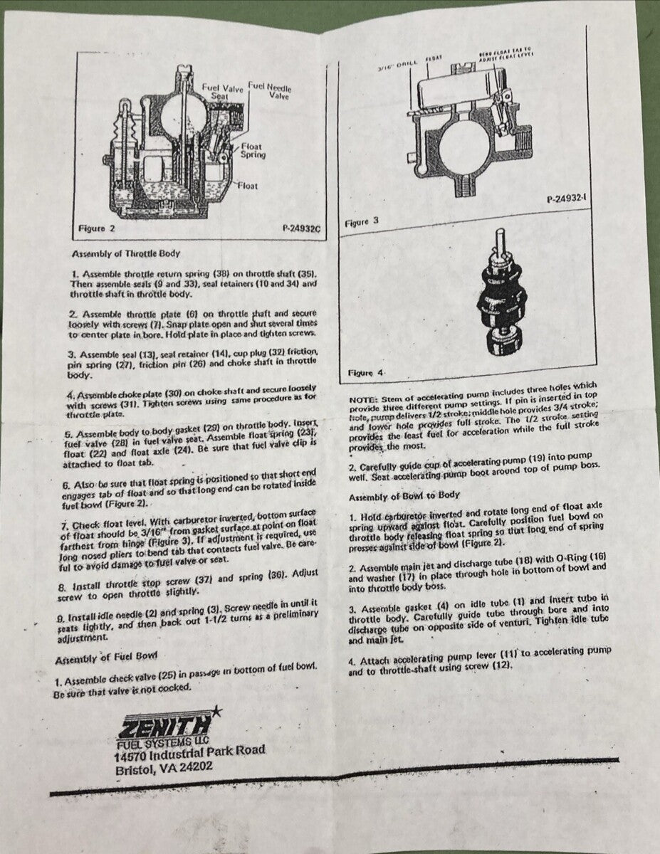 NEW ZENITH K2234 FUEL SYSTEMS 40MM BNDIX REBLD KT L81-9 DS-289084