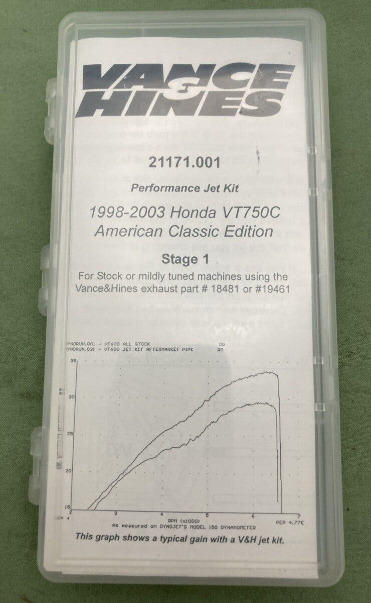 NEW VANCE & HINES V21171 HIGH PERFORMANCE JET KIT STAGE 1 HONDA VT750C ACE 98-03