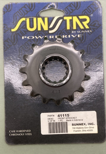 NEW SUNSTAR 41115 POWERDRIVE 15T STEEL FRONT SPROCKET HONDA