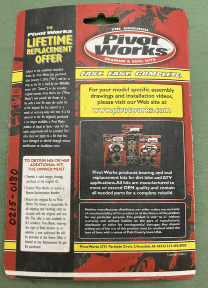 NEW PIVOT WORKS PWFWK-S16-400 FRONT WHEEL BEARING KIT SUZUKI