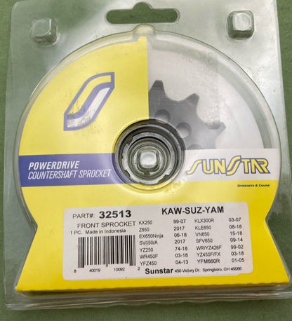 NEW SUNSTAR 32513 STEEL POWERDRIVE FRONT SPROCKET 13T KAW-SUZ-YAM