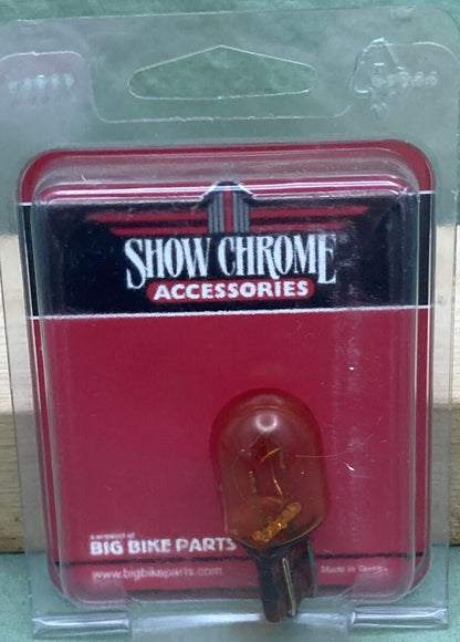 NEW SHOW CHROME ACCESSORIES 10-7443A AMBER 7433 REPLACEMENT BULB 12V 21/5W WEDGE