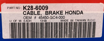 NEW PARTS UNLIMITED K28-6009 BRAKE CABLE, HONDA 45450-GC4-000