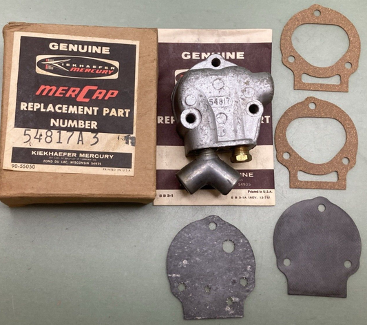 NEW GENUINE MERCURY 22-54818 FITTING 54817A3 FUEL PUMP ASSEMBLY LOWER W/ GASKETS