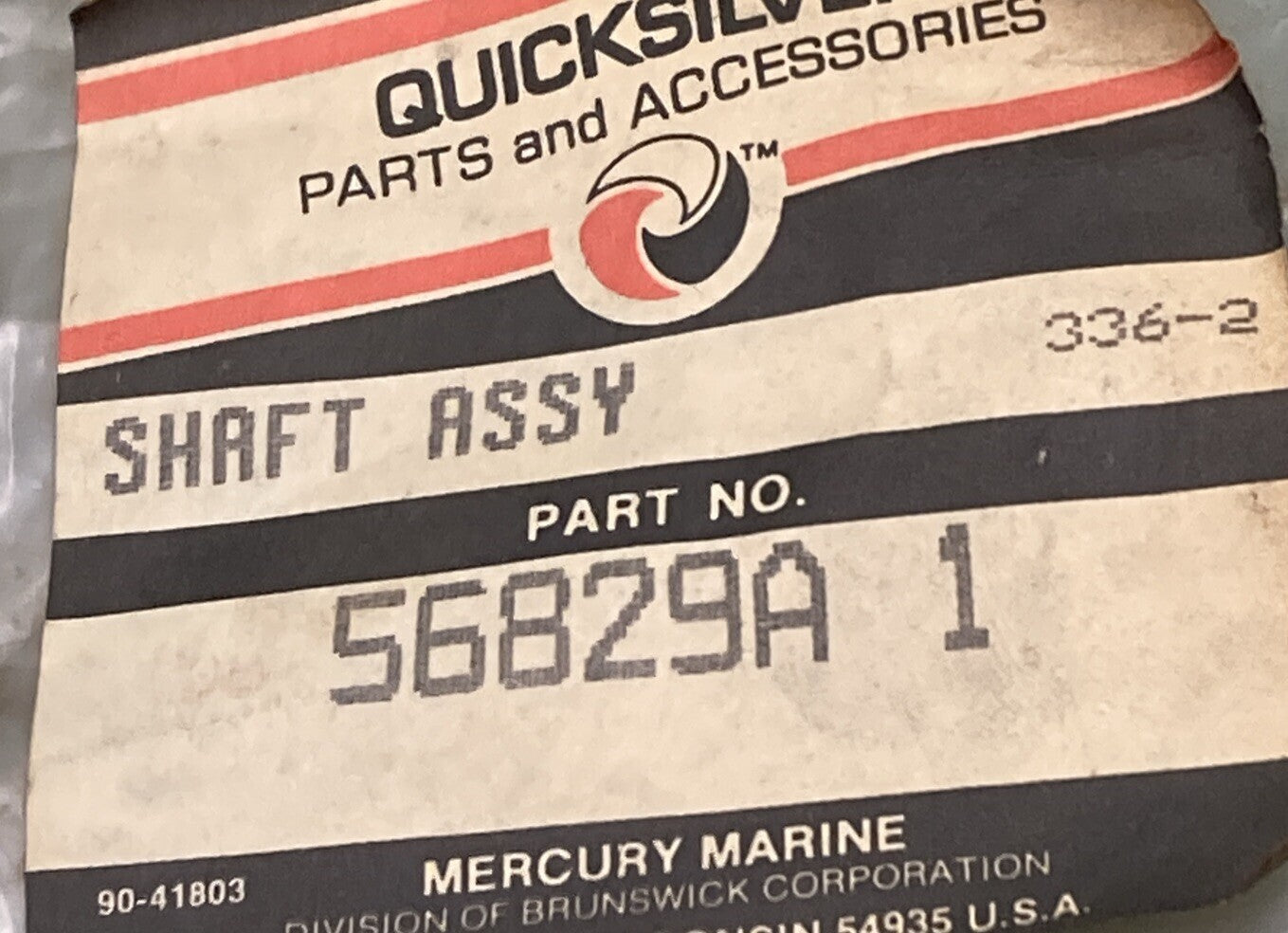 NEW GENUINE MERCURY QUICKSILVER 56829A 1 SHAFT ASM GEAR HOUSING OUTBOARD 20HP