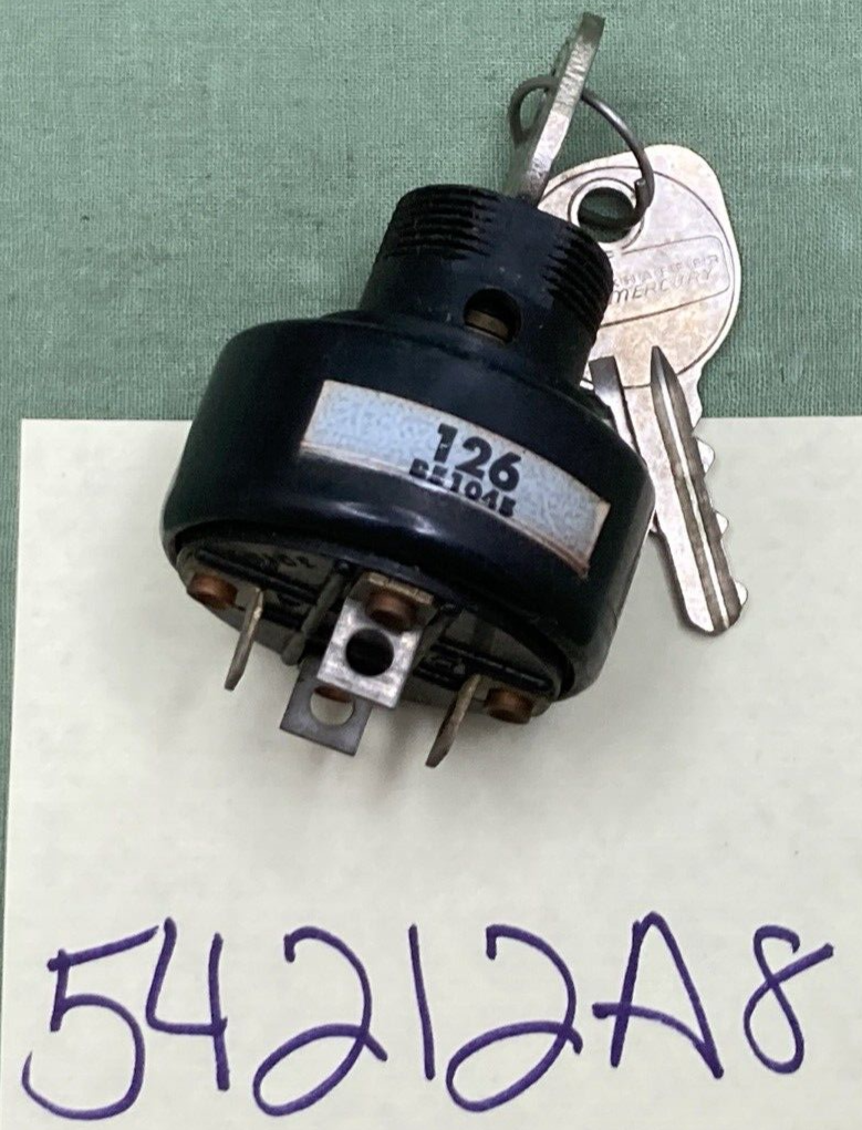 NEW REPLACES MERCURY 54212A8 IGNITION SWITCH ASSEMBLY #126 W/ 2 KEYS